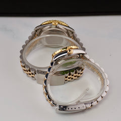 Rolex SET Datejust 26/36mm 18k Yellow Gold & Steel 2.50ct Diamonds Black Dial