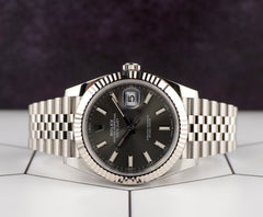 Rolex 41mm Datejust Steel White Gold Rhodium Dial Men's Watch 126334