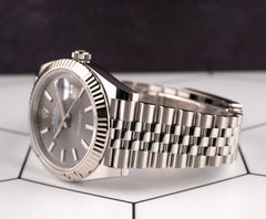 Rolex 41mm Datejust Steel White Gold Rhodium Dial Men's Watch 126334