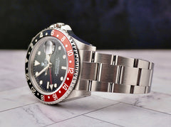 Rolex 40mm GMT MasterII Coke Black/Red Bezel Steel Black Dial Mens watch 16710