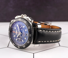 Breitling 44mm Skyracer Raven Blue Dial Leather Band Steel Men's Watch A27364