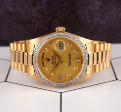 Rolex DAY-DATE President 36mm 18K Yellow Gold Mens Watch 2.0ct Diamond Ref 18038