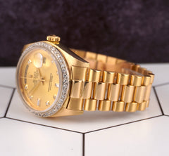 Rolex DAY-DATE President 36mm 18K Yellow Gold Mens Watch 2.0ct Diamond Ref 18038