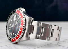 Rolex 40mm GMT MasterII Coke Black/Red Bezel Steel Black Dial Mens watch 16710