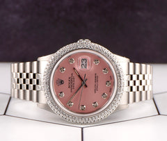 Rolex Datejust 36mm Jubilee Steel Watch ICED 3.00ct Diamonds Ladies Pink Dial