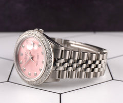 Rolex Datejust 36mm Jubilee Steel Watch ICED 3.00ct Diamonds Ladies Pink Dial