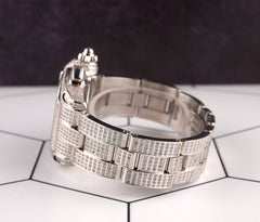 Cartier 43mm Roadster XL Black Dial Iced Out 6ct Diamonds Men's Watch Ref 2618