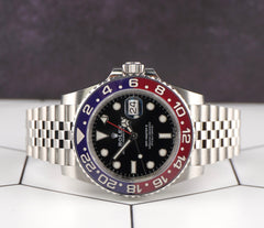 Rolex Men 40mm GMT MasterII Pepsi Blue/Red Bezel Steel Black Dial 126710BLRO
