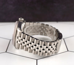 Rolex 36mm Datejust Steel Fluted Jubilee Pink Palm Motif Dial Watch 16014