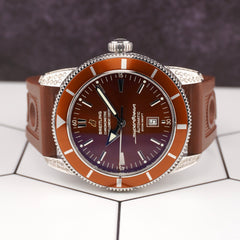 Breitling 46mm SuperOcean Steel Bronze Dial Men Watch 2.5ct Diamond A17320