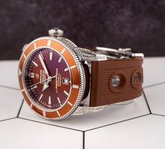 Breitling 46mm SuperOcean Steel Bronze Dial Men Watch 2.5ct Diamond A17320