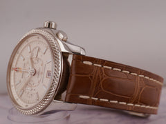 Breitling Bentley Mark VI 43mm Steel Leather Band Silver Dial P26362