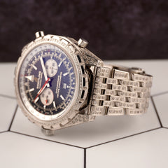 Breitling Men's Chrono-Matic 44mm 8ct Diamond Steel Black Dial Watch Ref: A41360