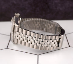 Rolex 36mm Datejust Mens Steel Engine-Turned Jubilee Silver Dial Watch 1603