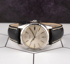 Rolex Vintage 36mm Silver Dial Stick Oyster Manual No-Date Watch Ref 6424