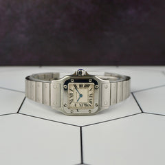 Cartier Santos Galbee 24mm Quartz Steel White Dial Ladies Watch 1565