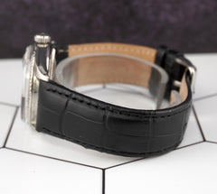 Vintage Rolex Men's 36mm Datejust Fluted Steel Watch Silver Dial Leather 1601