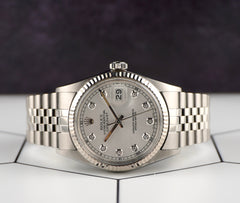 Rolex 36mm Datejust Steel Fluted Jubilee Silver Dial Watch 16014
