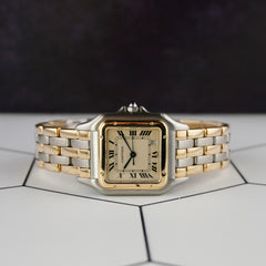 Cartier Panthere 27mm Ivory Date Dial Two-Tone Quartz Watch Ref 187949
