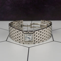 Cartier 21mm Panthere Ruban Mother Of Pearl Dial Quartz Steel Watch 2420