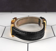 Cartier 35mm Tank Americaine 18K Yellow Gold Leather Band Ladies Watch 1710