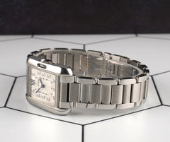 Cartier 30.2mm Tank Anglaise Small Steel Diamond Dial Ladies Watch 3485