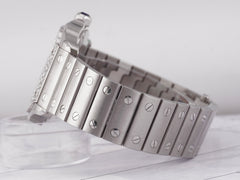 Cartier Santos Medium 35.1x35.1 mm Steel White Dial 1.50ct AM Diamond Bezel 4075