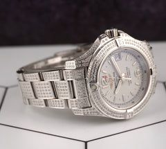 Breitling 33mm Colt Lady 3ct Iced Diamonds White Dial Steel Womens Watch A77388