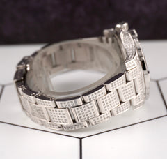 Breitling 33mm Colt Lady 3ct Iced Diamonds White Dial Steel Womens Watch A77388