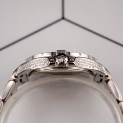 Breitling 33mm Colt Lady 3ct Iced Diamonds White Dial Steel Womens Watch A77388