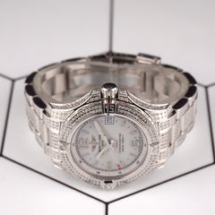 Breitling 33mm Colt Lady 3ct Iced Diamonds White Dial Steel Womens Watch A77388