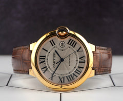 Cartier 42mm Ballon Bleu 18K Rose Gold Automatic Men's Leather Band Watch 2999