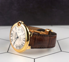 Cartier 42mm Ballon Bleu 18K Rose Gold Automatic Men's Leather Band Watch 2999