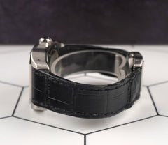 Cartier 33mm Santos 100 Steel Midsize Black Strap Men's Watch 2878 Papers