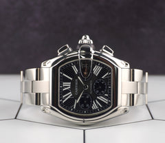 Cartier 43mm Roadster XL Chronograph Black Dial Steel Men's Watch 2618