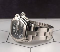 Cartier 43mm Roadster XL Chronograph Black Dial Steel Men's Watch 2618