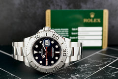 Rolex 40mm Yacht Master SS Platinum Bezel Blue Dial Mens Watch 116622 Box Card