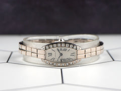 Cartier 27mm Tonneau 18K White Gold Diamond Ladies Quartz Watch 2545