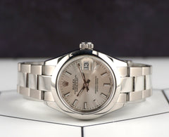 Rolex 28mm Datejust StainlessSteel Smooth Oyster Silver Dial Ladies Watch 279160