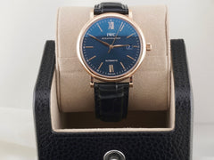 IWC Portofino 40mm 18K RG Blue Dial Leather Strap Men's Watch IW356522