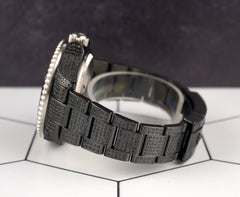 Rolex Deep Sea-Dweller Date 44mm Black Iced Out 5ct Diamonds Steel Watch 116660