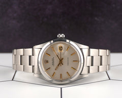 Rolex 34mm OysterDate Precision Silver Dial Vintage Steel Men's Watch 6694