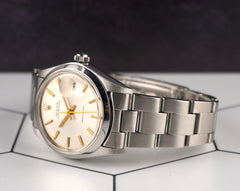 Rolex 34mm OysterDate Precision Silver Dial Vintage Steel Men's Watch 6694
