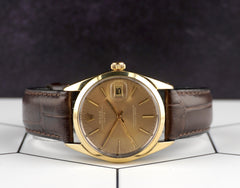 Vintage Rolex 34mm Oyster Perpetual Date 14K Gold Capped Case Watch 1550