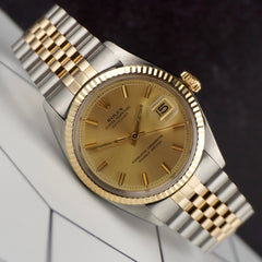 Rolex 36mm Vintage Datejust Mens Yellow Gold/Steel Jubilee Gold Dial Watch 1601