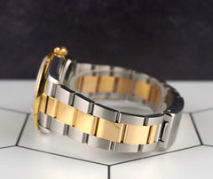 Rolex 34mm Date 18k Yellow Gold/Steel 1ct Diamonds Gold Dial Watch 15223