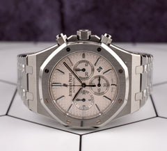Audemars Piguet Royal Oak 41mm Chronograph White Dial Steel Watch 26320ST Papers