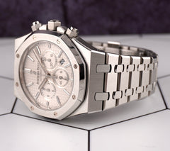 Audemars Piguet Royal Oak 41mm Chronograph White Dial Steel Watch 26320ST Papers