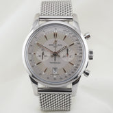 Breitling Transocean Chronograph 43mm Steel Smooth Mercury Silver Dial AB015412