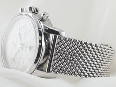 Breitling Transocean Chronograph 43mm Steel Smooth Mercury Silver Dial AB015412